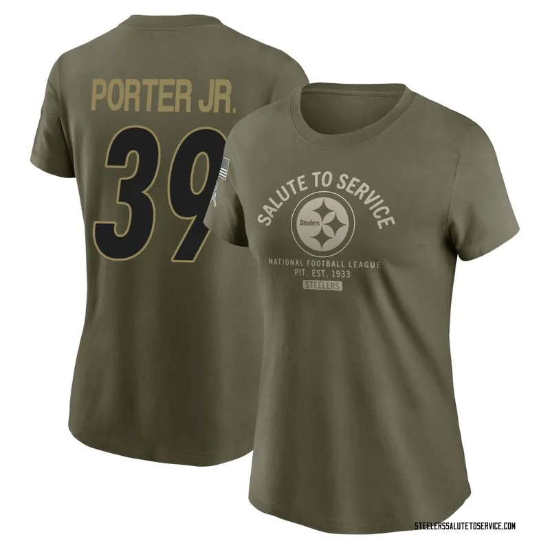 Women's Daryl Porter Jr. Pittsburgh Steelers Olive 2025 Salute to Service Sideline T-Shirt