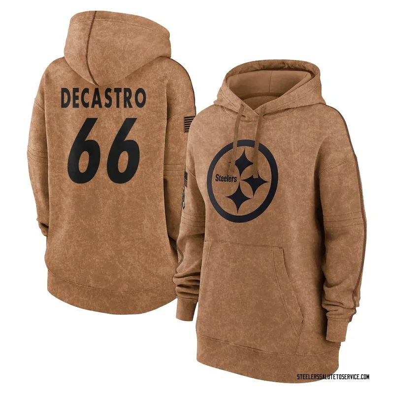 Women's David DeCastro Pittsburgh Steelers Brown 2023 Salute To Service Pullover Hoodie