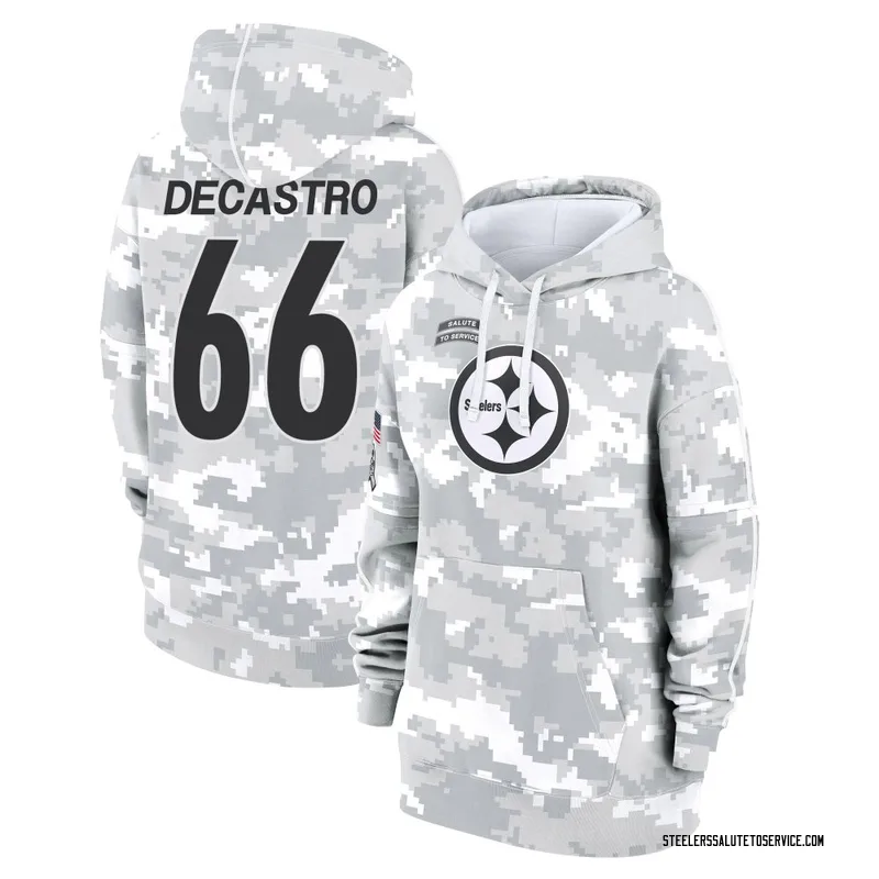 Women's David DeCastro Pittsburgh Steelers Camo Arctic 2024 Salute to Service Club Fleece Pullover Hoodie