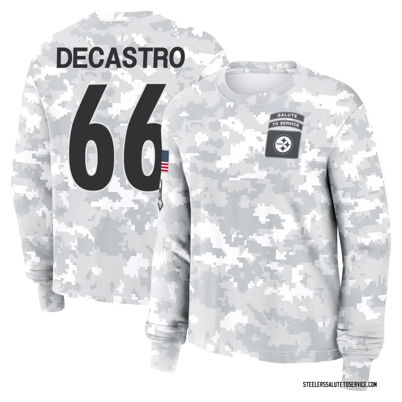 Women's David DeCastro Pittsburgh Steelers Camo Arctic 2024 Salute to Service Long Sleeve T-Shirt