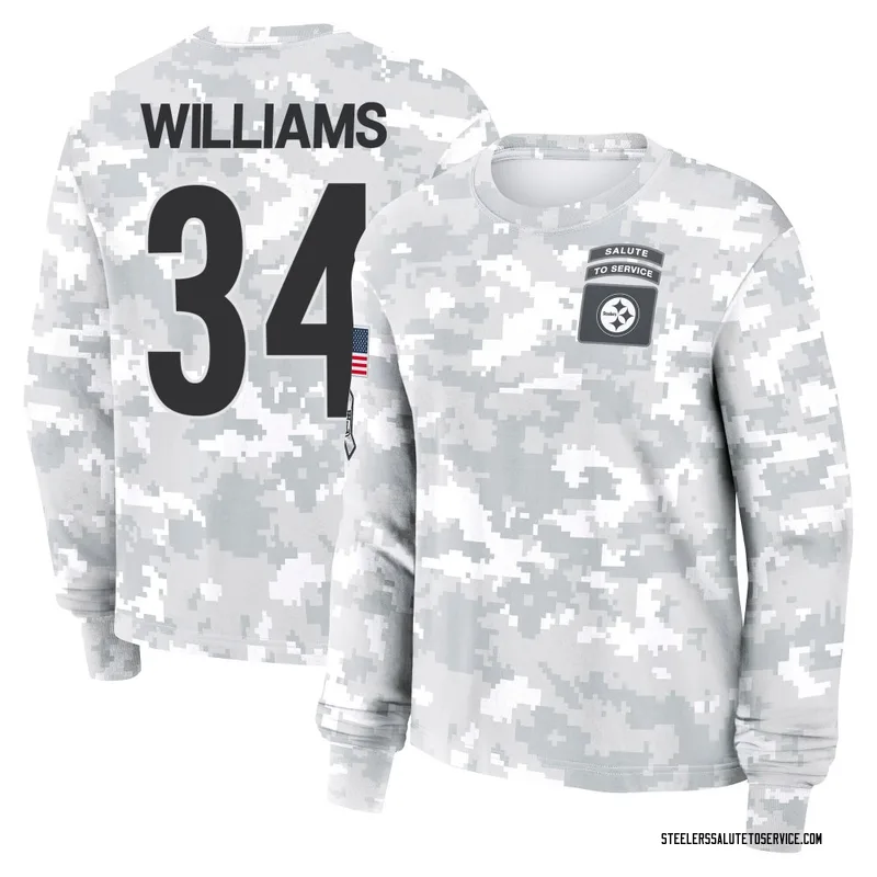Women's DeAngelo Williams Pittsburgh Steelers Camo Arctic 2024 Salute to Service Long Sleeve T-Shirt