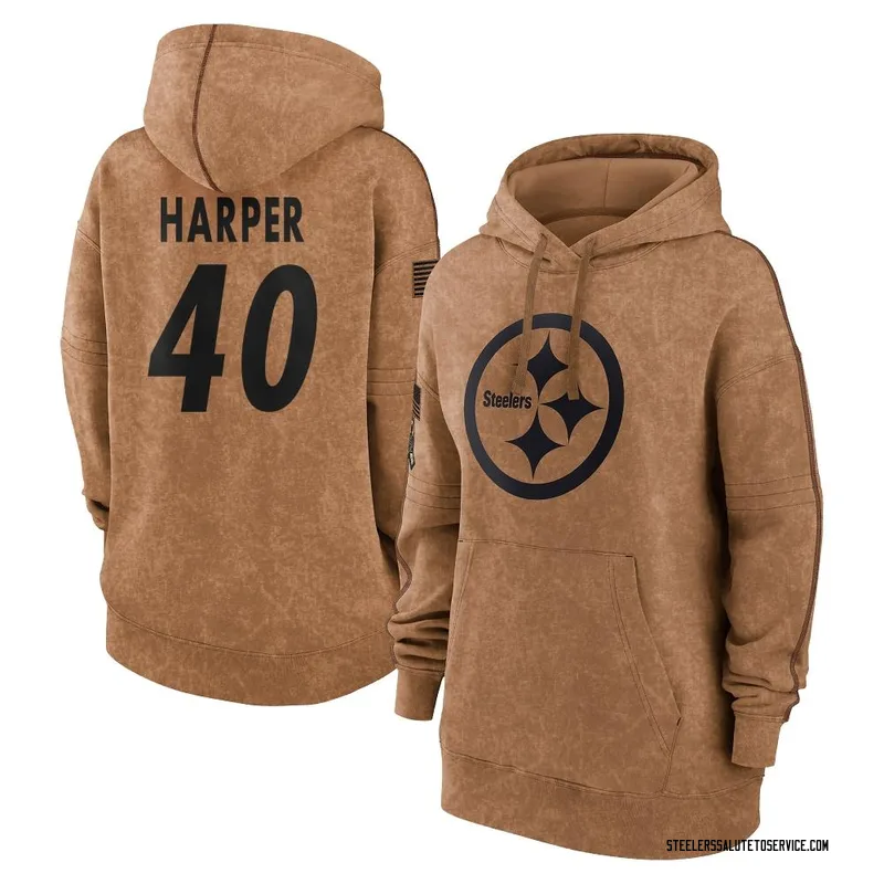 Women's Devin Harper Pittsburgh Steelers Brown 2023 Salute To Service Pullover Hoodie