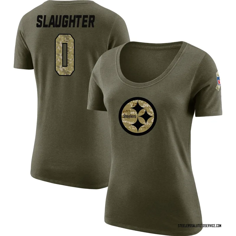 Women's Doneiko Slaughter Pittsburgh Steelers Legend Olive Salute to Service Scoop Neck T-Shirt