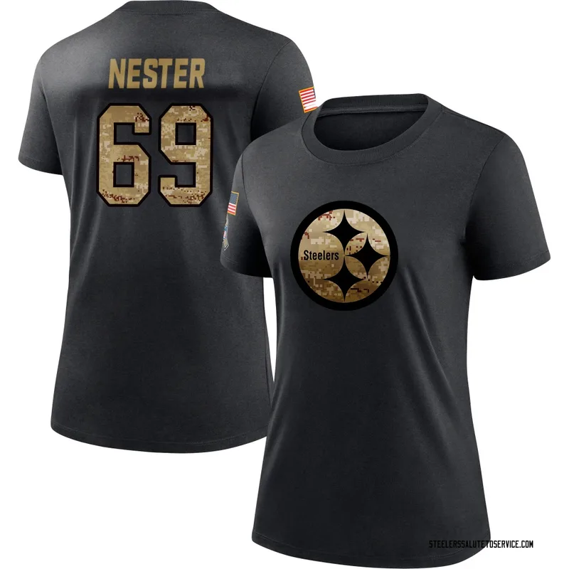Women's Doug Nester Pittsburgh Steelers Black 2020 Salute To Service Performance T-Shirt