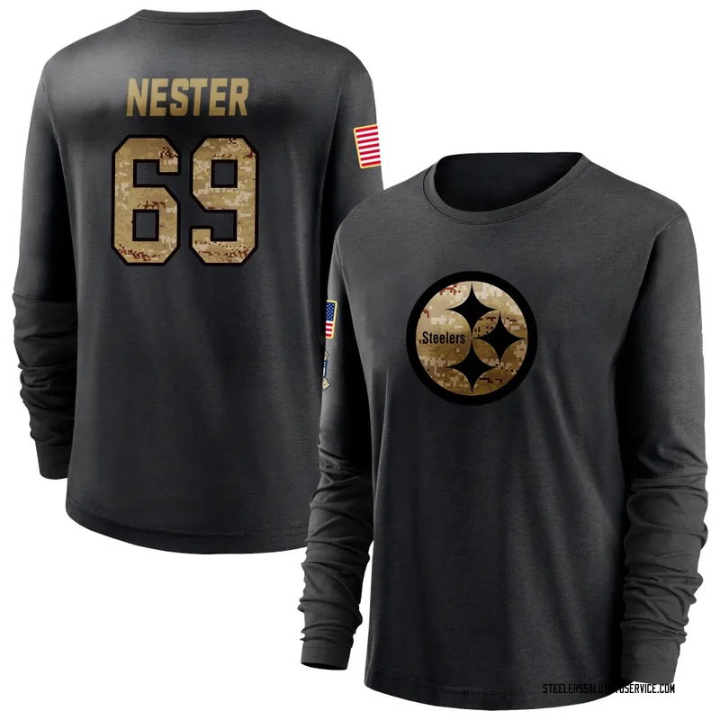 Women's Doug Nester Pittsburgh Steelers Black 2020 Salute To Service Sideline Performance Long Sleeve T-Shirt