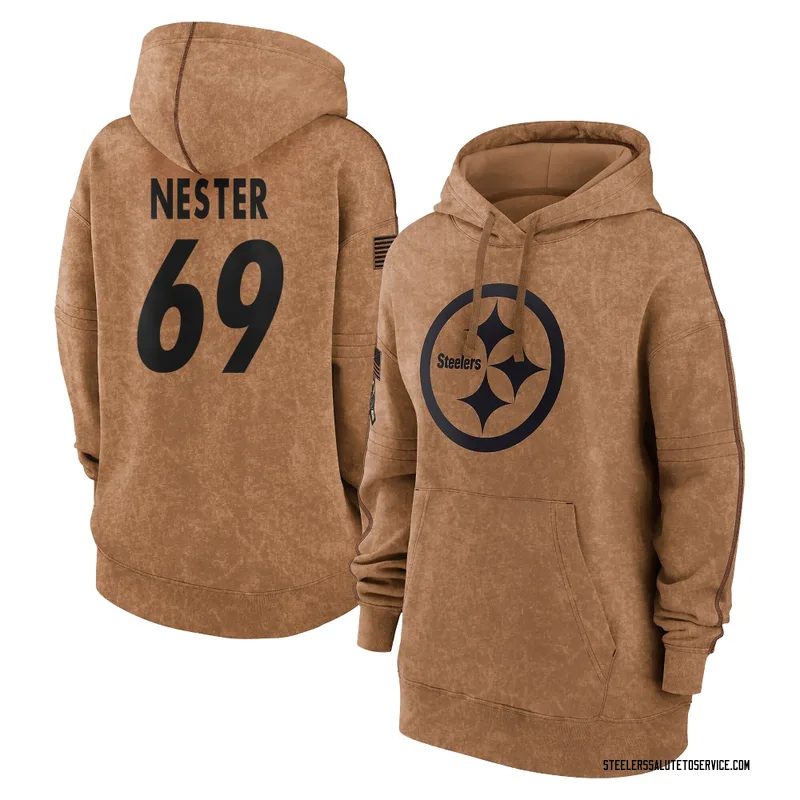 Women's Doug Nester Pittsburgh Steelers Brown 2023 Salute To Service Pullover Hoodie