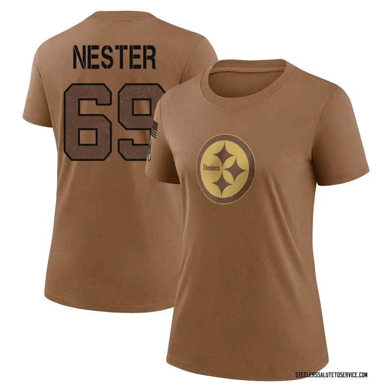 Women's Doug Nester Pittsburgh Steelers Legend Brown 2023 Salute To Service Performance T-Shirt