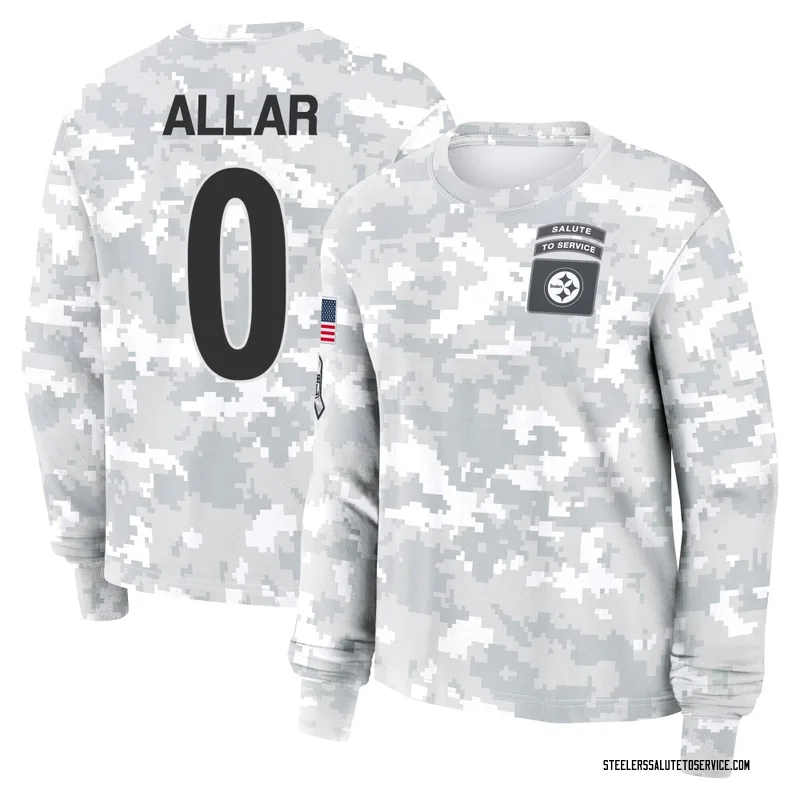 Women's Drew Allar Pittsburgh Steelers Camo Arctic 2024 Salute to Service Long Sleeve T-Shirt