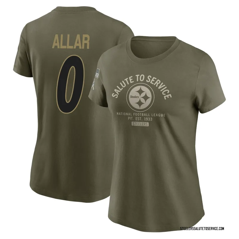 Women's Drew Allar Pittsburgh Steelers Olive 2025 Salute to Service Sideline T-Shirt