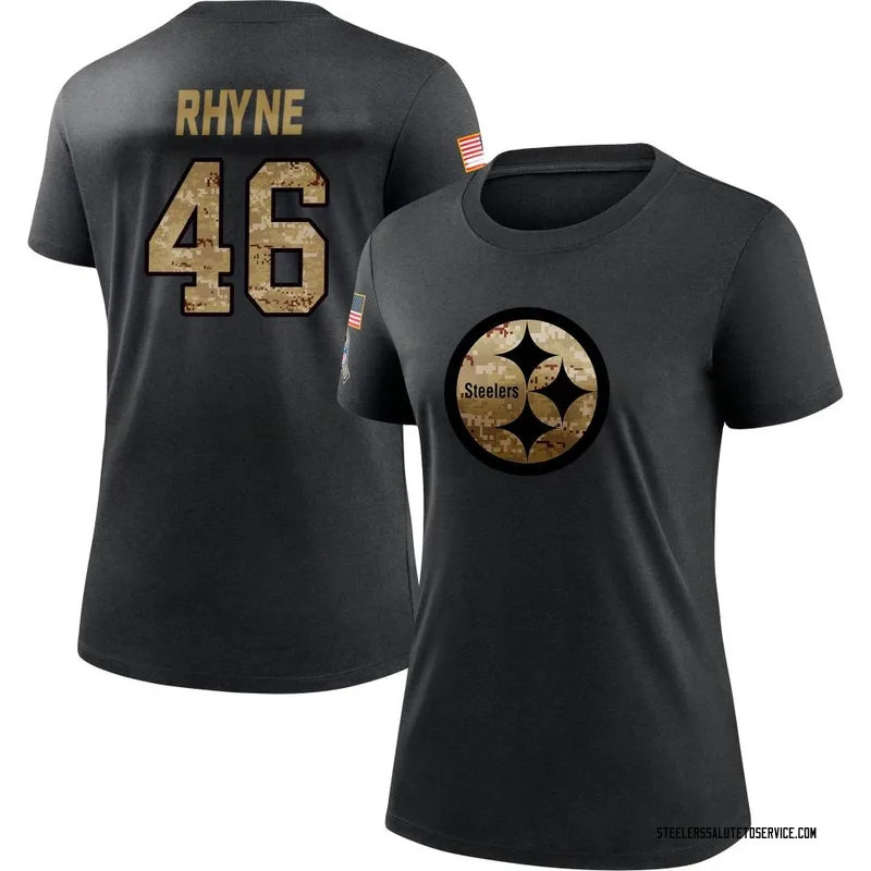 Women's Forrest Rhyne Pittsburgh Steelers Black 2020 Salute To Service Performance T-Shirt