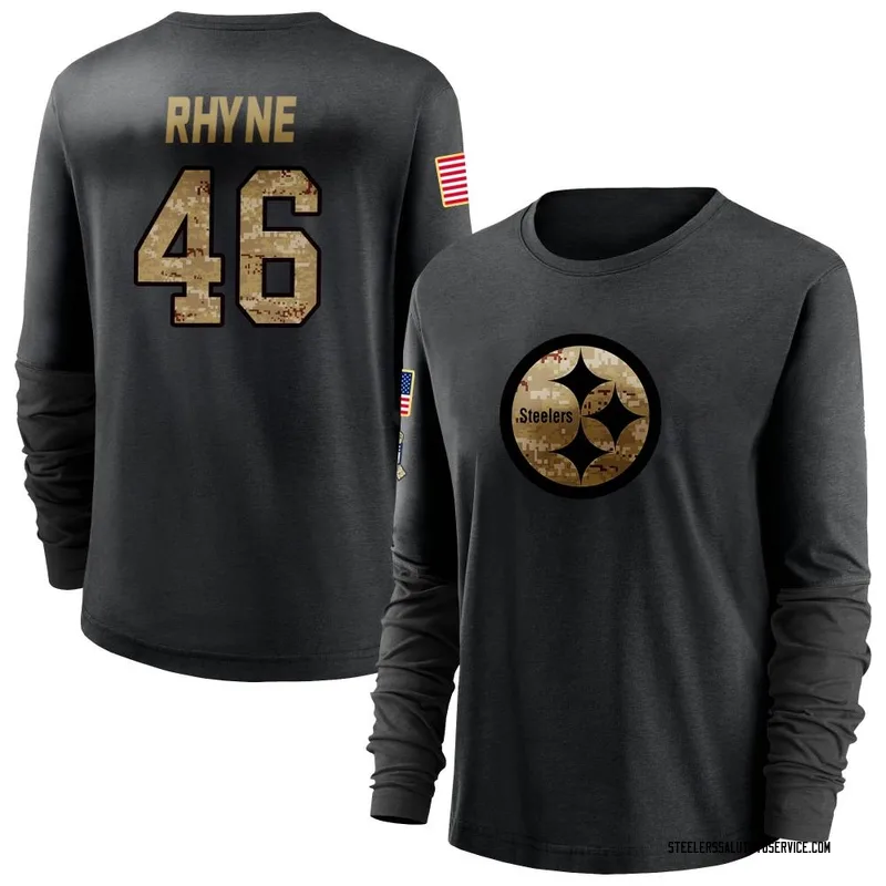 Women's Forrest Rhyne Pittsburgh Steelers Black 2020 Salute To Service Sideline Performance Long Sleeve T-Shirt