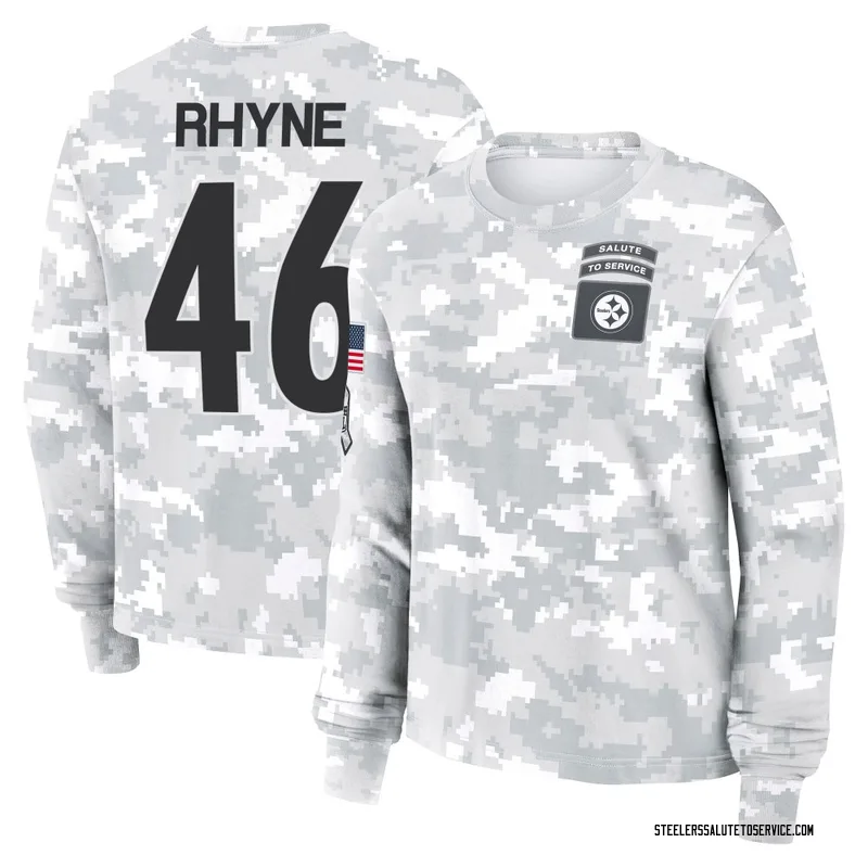 Women's Forrest Rhyne Pittsburgh Steelers Camo Arctic 2024 Salute to Service Long Sleeve T-Shirt