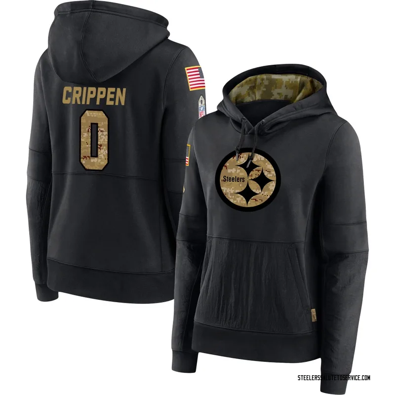 Women's Greg Crippen Pittsburgh Steelers Black 2020 Salute to Service Sideline Performance Pullover Hoodie