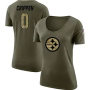 Women's Greg Crippen Pittsburgh Steelers Legend Olive Salute to Service Scoop Neck T-Shirt