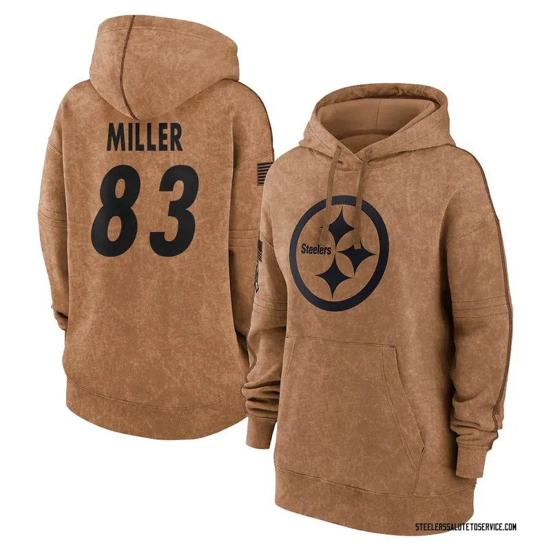 Women's Heath Miller Pittsburgh Steelers Brown 2023 Salute To Service Pullover Hoodie