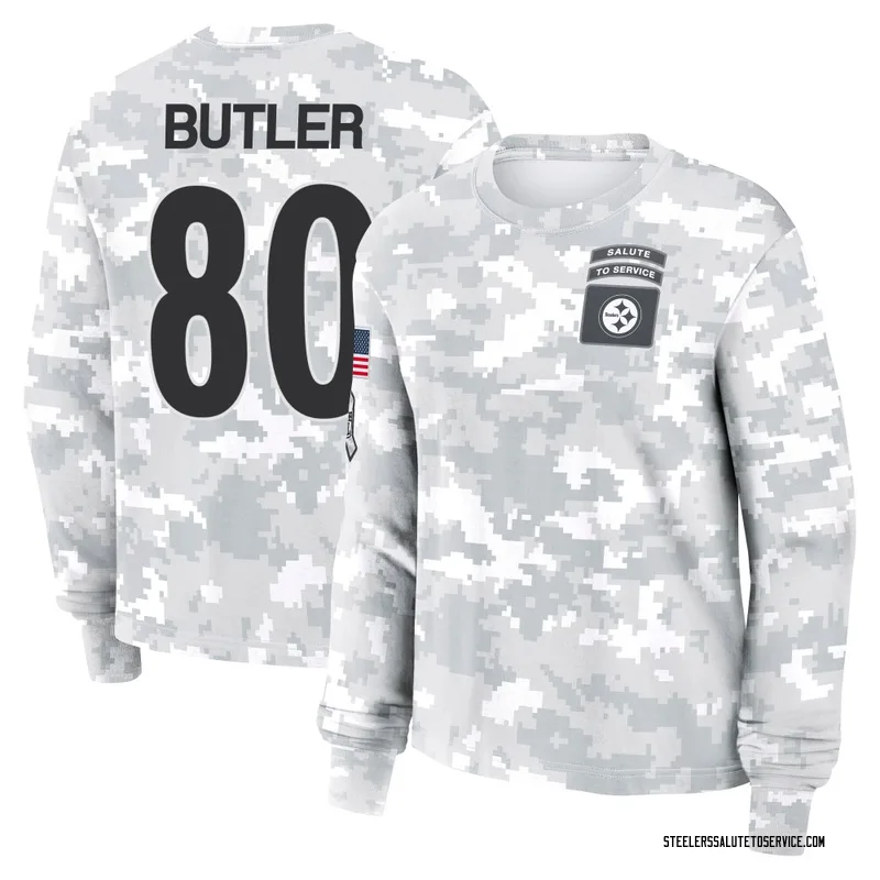 Women's Jack Butler Pittsburgh Steelers Camo Arctic 2024 Salute to Service Long Sleeve T-Shirt