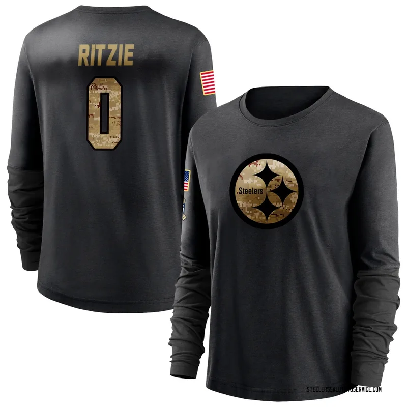 Women's Jahvaree Ritzie Pittsburgh Steelers Black 2020 Salute To Service Sideline Performance Long Sleeve T-Shirt