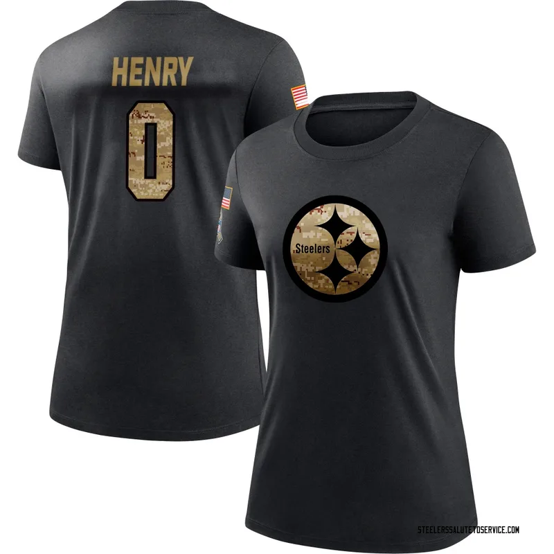 Women's KJ Henry Pittsburgh Steelers Black 2020 Salute To Service Performance T-Shirt