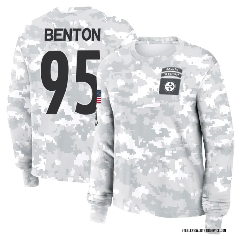 Women's Keeanu Benton Pittsburgh Steelers Camo Arctic 2024 Salute to Service Long Sleeve T-Shirt