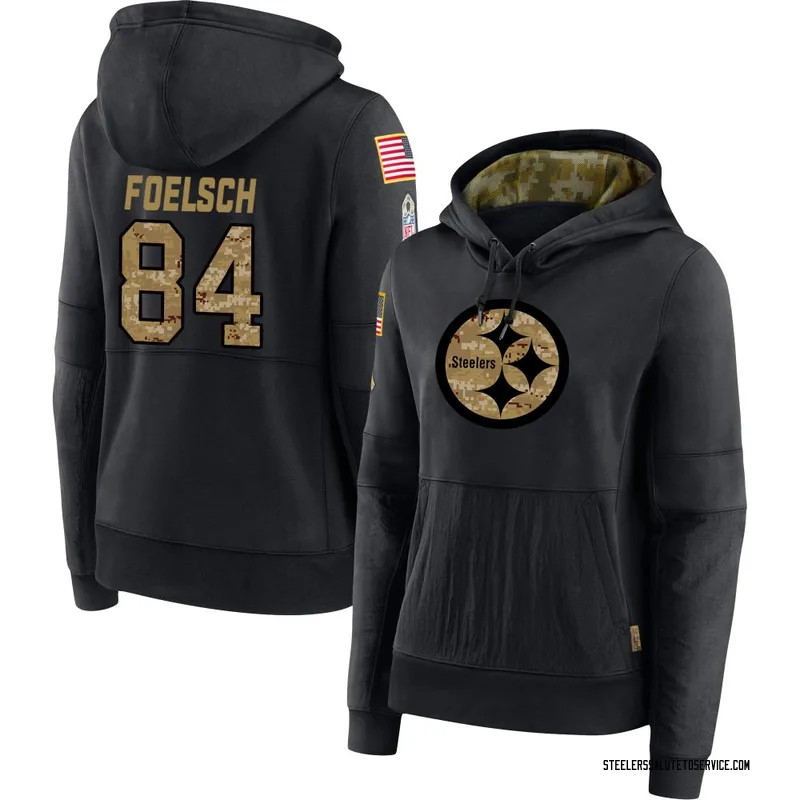 Women's Kevin Foelsch Pittsburgh Steelers Black 2020 Salute to Service Sideline Performance Pullover Hoodie