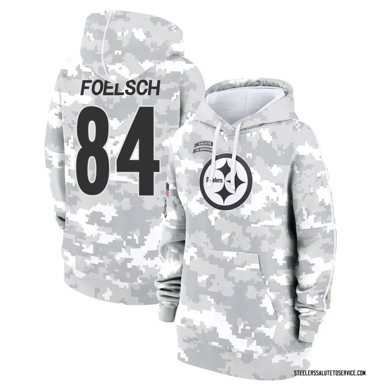 Women's Kevin Foelsch Pittsburgh Steelers Camo Arctic 2024 Salute to Service Club Fleece Pullover Hoodie