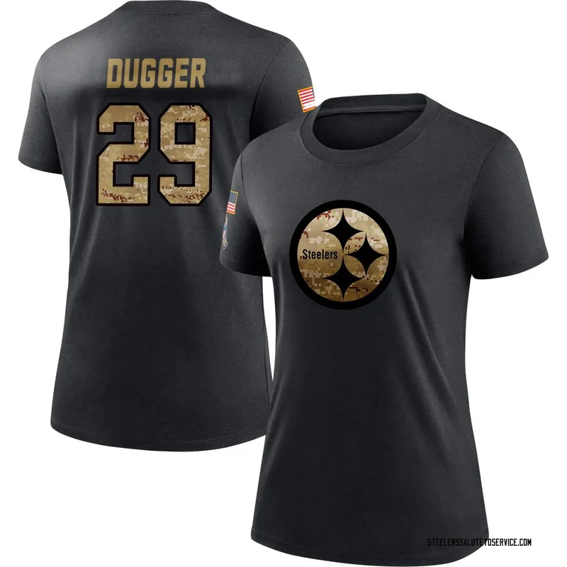Women's Kyle Dugger Pittsburgh Steelers Black 2020 Salute To Service Performance T-Shirt