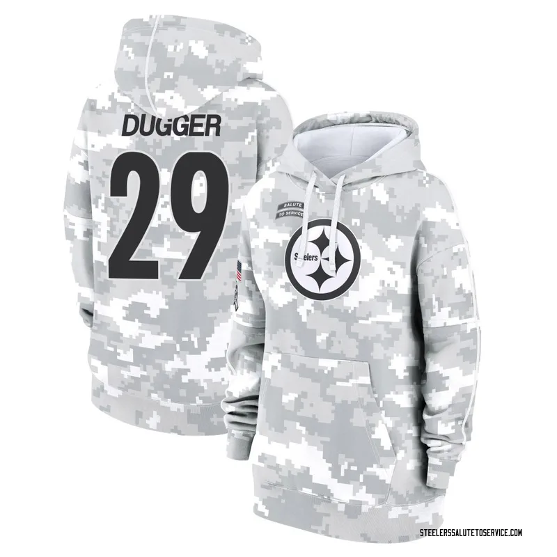 Women's Kyle Dugger Pittsburgh Steelers Camo Arctic 2024 Salute to Service Club Fleece Pullover Hoodie