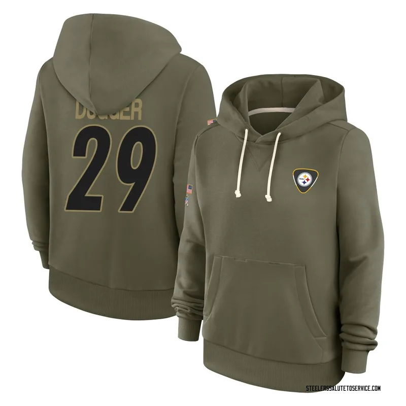 Women's Kyle Dugger Pittsburgh Steelers Olive 2025 Salute to Service Hoodie
