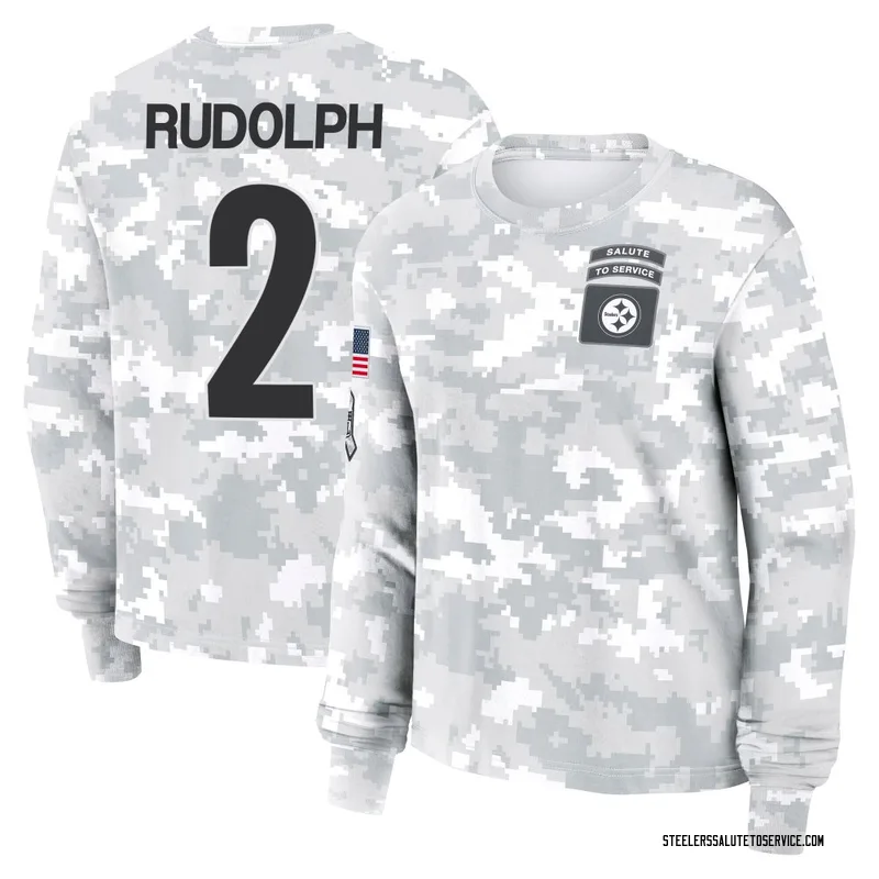 Women's Mason Rudolph Pittsburgh Steelers Camo Arctic 2024 Salute to Service Long Sleeve T-Shirt