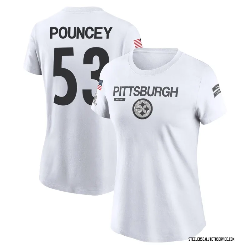 Women's Maurkice Pouncey Pittsburgh Steelers Legend White 2024 Salute to Service Performance T-Shirt