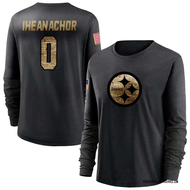 Women's Max Iheanachor Pittsburgh Steelers Black 2020 Salute To Service Sideline Performance Long Sleeve T-Shirt