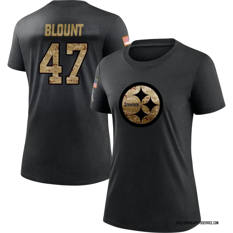 Women's Mel Blount Pittsburgh Steelers Black 2020 Salute To Service Performance T-Shirt