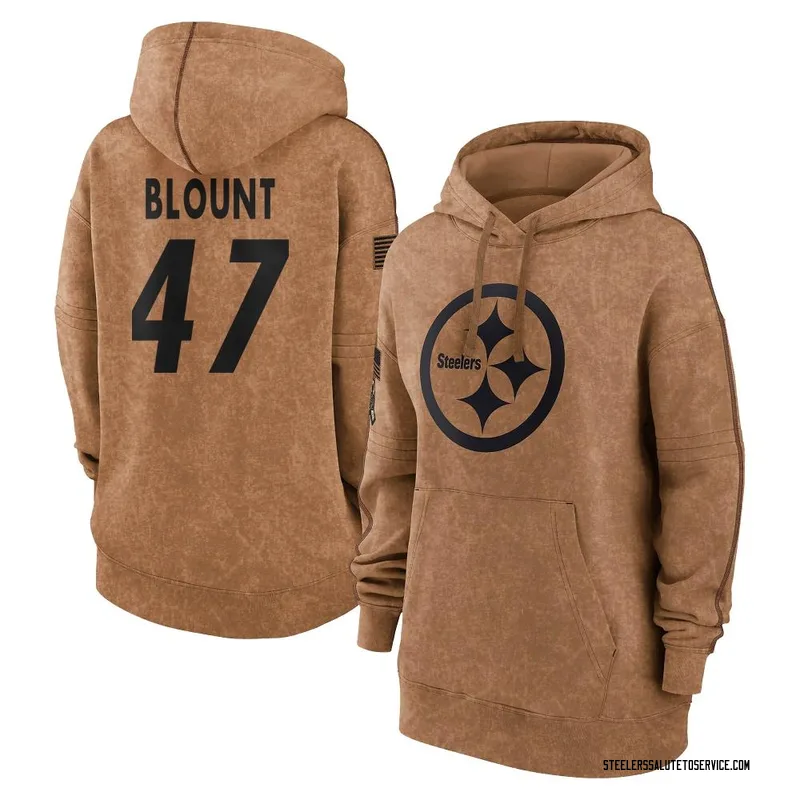 Women's Mel Blount Pittsburgh Steelers Brown 2023 Salute To Service Pullover Hoodie