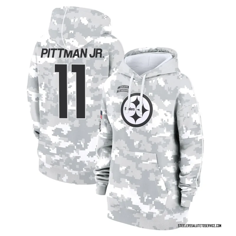 Women's Michael Pittman Jr. Pittsburgh Steelers Camo Arctic 2024 Salute to Service Club Fleece Pullover Hoodie