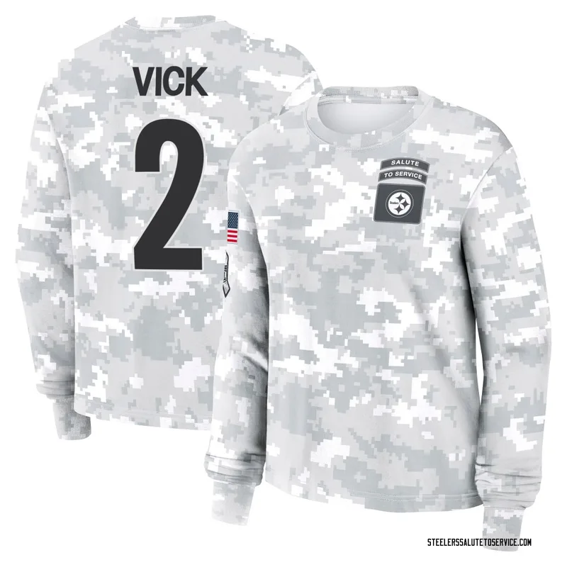 Women's Mike Vick Pittsburgh Steelers Camo Arctic 2024 Salute to Service Long Sleeve T-Shirt