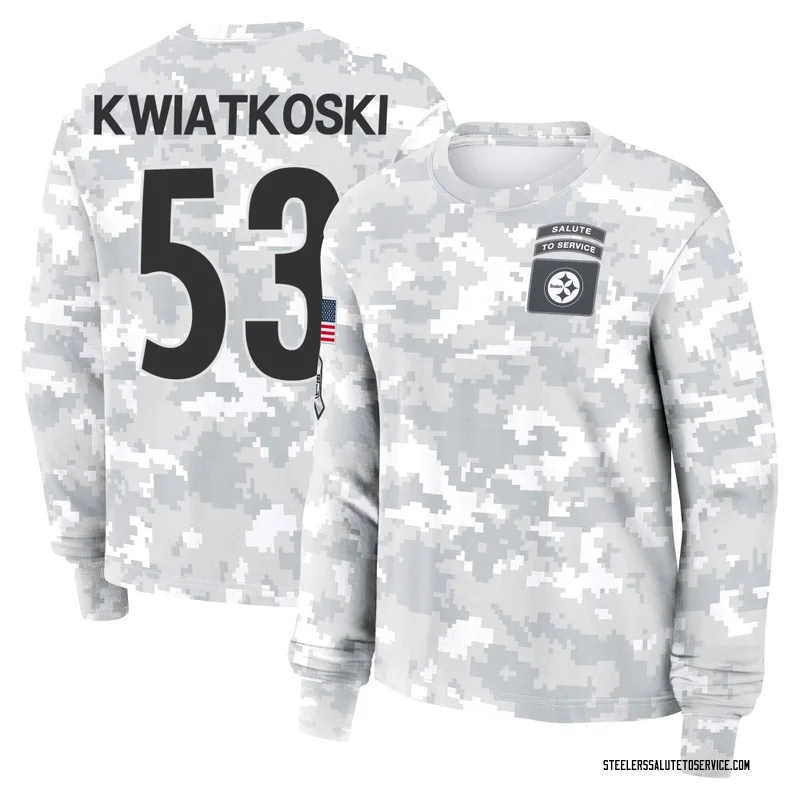 Women's Nick Kwiatkoski Pittsburgh Steelers Camo Arctic 2024 Salute to Service Long Sleeve T-Shirt