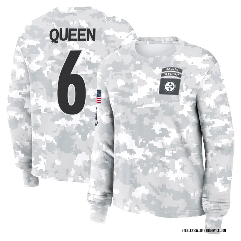 Women's Patrick Queen Pittsburgh Steelers Camo Arctic 2024 Salute to Service Long Sleeve T-Shirt