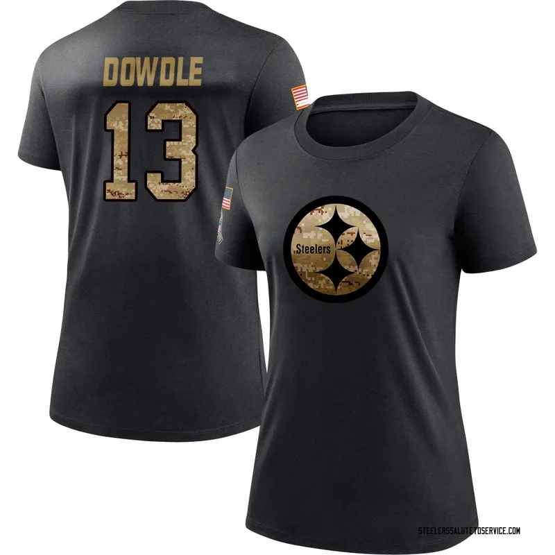 Women's Rico Dowdle Pittsburgh Steelers Black 2020 Salute To Service Performance T-Shirt