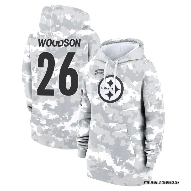 Women's Rod Woodson Pittsburgh Steelers Camo Arctic 2024 Salute to Service Club Fleece Pullover Hoodie