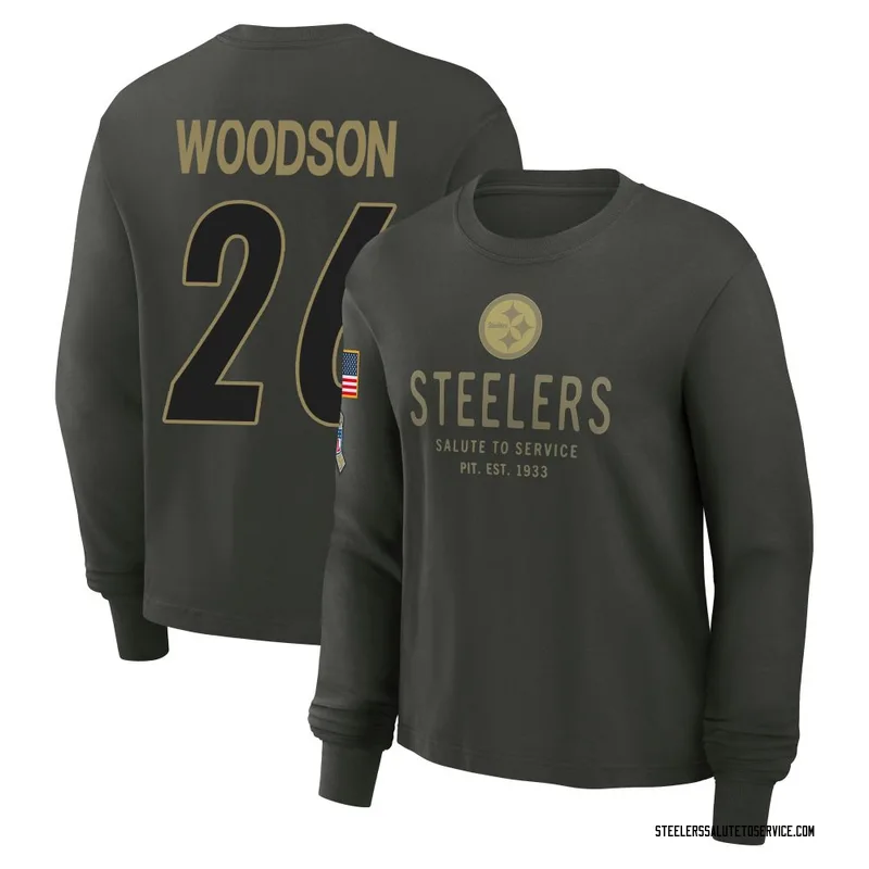 Women's Rod Woodson Pittsburgh Steelers Green Dark/ 2025 Salute to Service Sideline Long Sleeve T-Shirt
