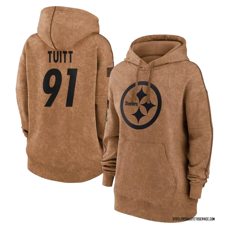 Women's Stephon Tuitt Pittsburgh Steelers Brown 2023 Salute To Service Pullover Hoodie