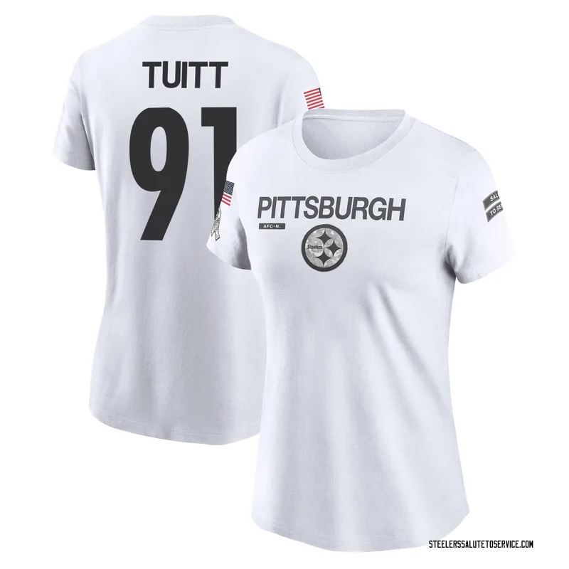 Women's Stephon Tuitt Pittsburgh Steelers Legend White 2024 Salute to Service Performance T-Shirt