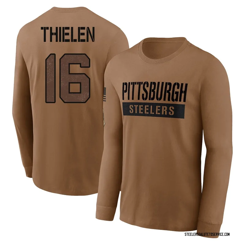 Youth Adam Thielen Pittsburgh Steelers Brown 2023 Salute To Service Long Sleeve T-Shirt