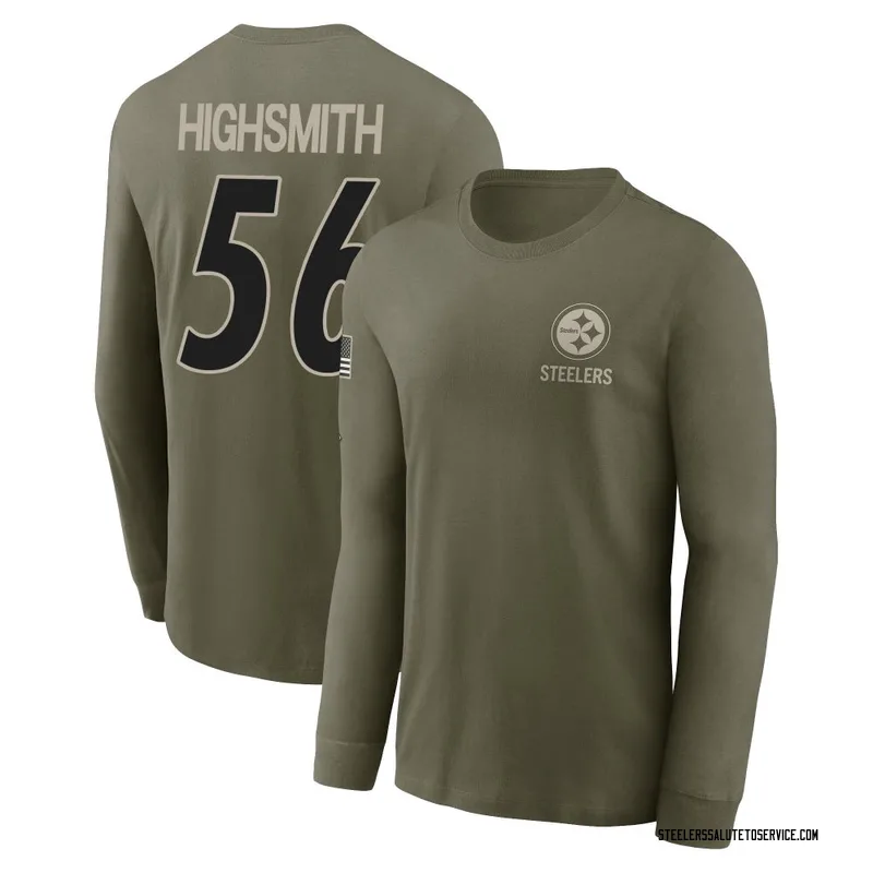 Youth Alex Highsmith Pittsburgh Steelers Olive 2025 Salute to Service Sideline Long Sleeve T-Shirt