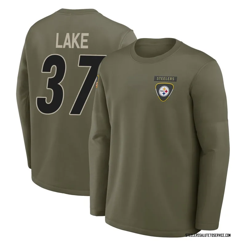 Youth Carnell Lake Pittsburgh Steelers Olive 2025 Salute to Service Sideline Coaches Long Sleeve T-Shirt