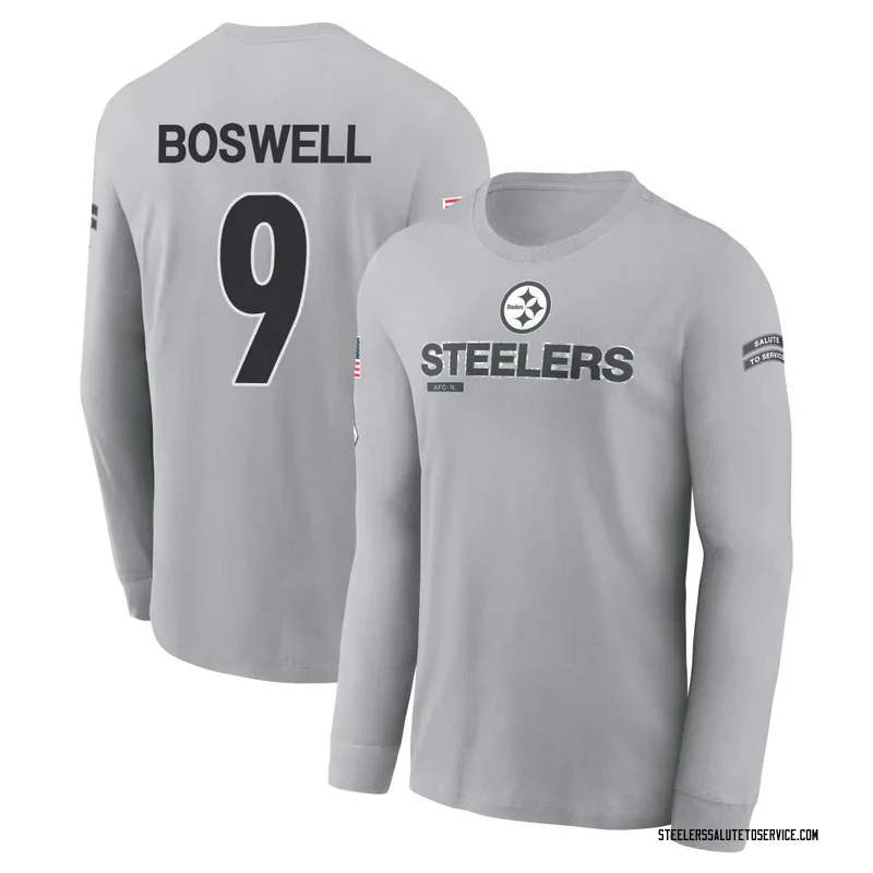 Youth Chris Boswell Pittsburgh Steelers Gray 2024 Salute to Service Long Sleeve T-Shirt