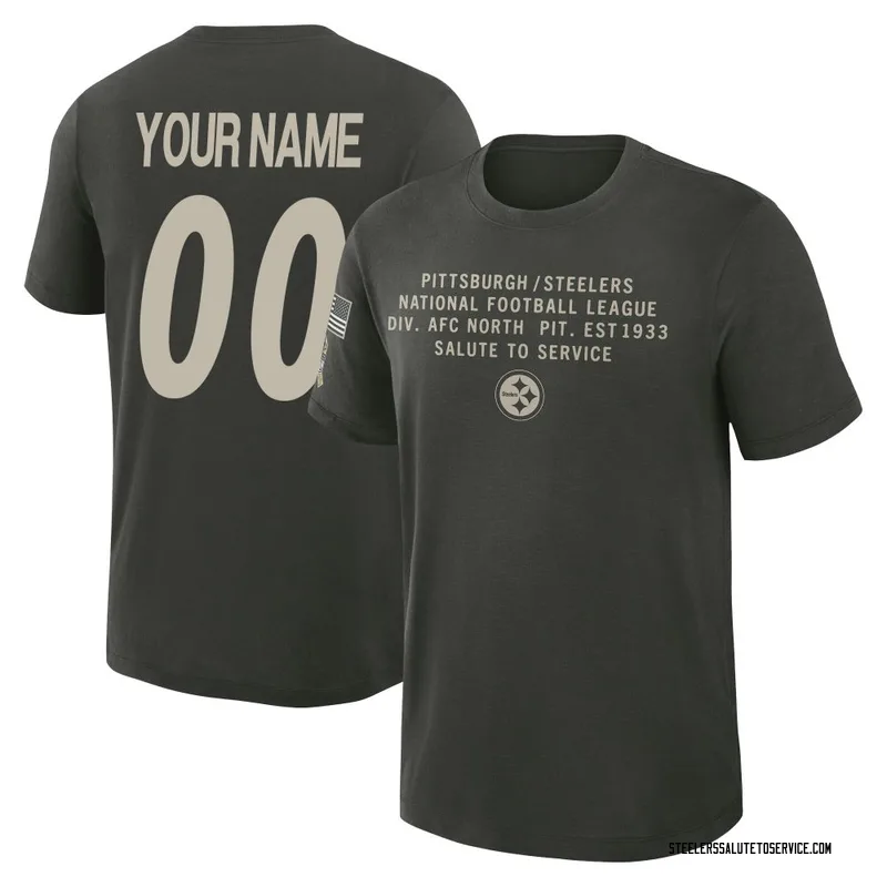 Youth Custom Pittsburgh Steelers Green Dark/ 2025 Salute to Service Sideline Slub T-Shirt