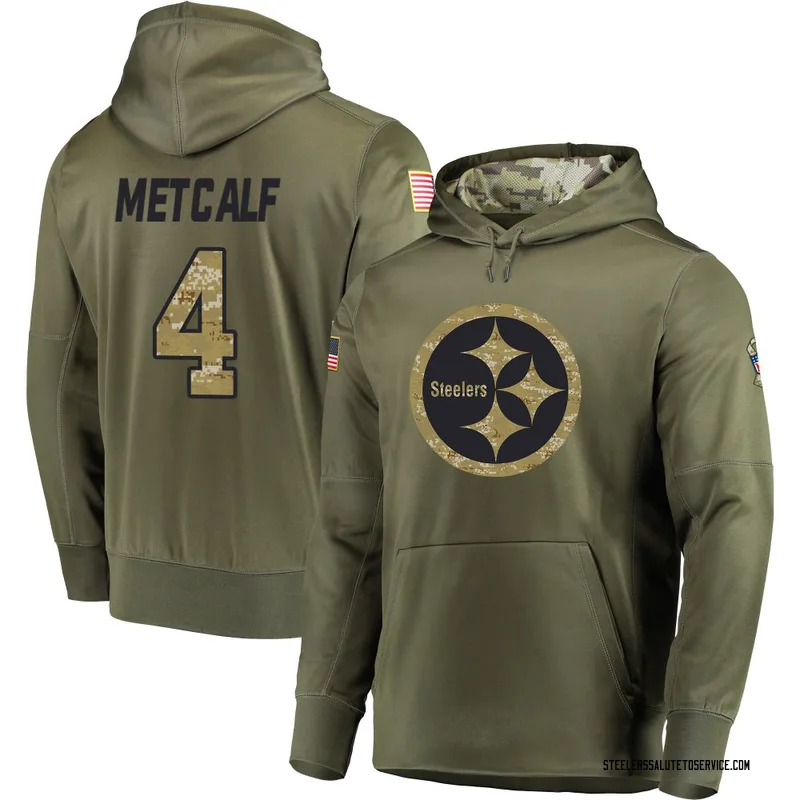Youth DK Metcalf Pittsburgh Steelers Olive Salute to Service Pullover Hoodie