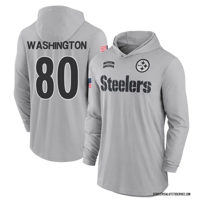 Youth Darnell Washington Pittsburgh Steelers Gray 2024 Salute to Service Lightweight Performance Long Sleeve Hooded T-Shirt