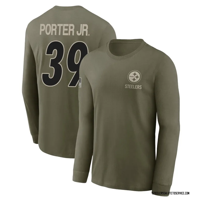 Youth Daryl Porter Jr. Pittsburgh Steelers Olive 2025 Salute to Service Sideline Long Sleeve T-Shirt